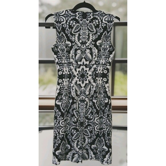 Antonio Melani Black White Damask Floral Sheath Dress Women’s Size 2 Career - Picture 4 of 14